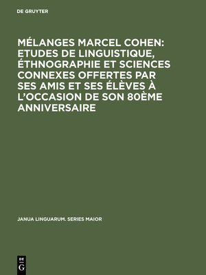 cover image of Mélanges Marcel Cohen